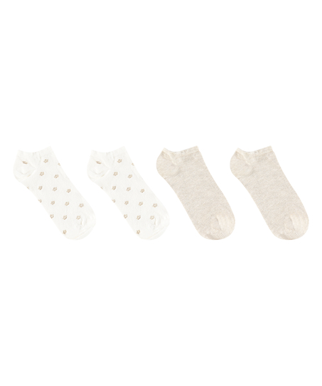 2 Pairs Lurex Socks, White