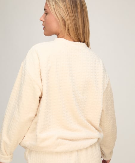 Pyjama Set Cable Fleece Heart, White