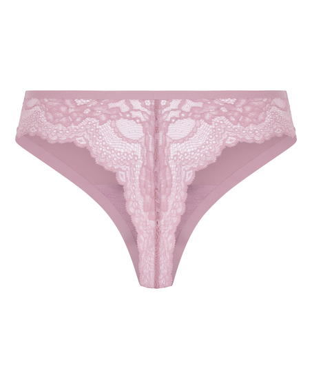 Lace Back Invisible Thong, Pink