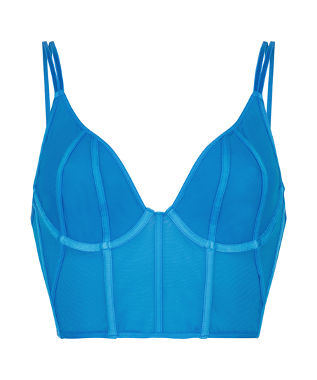 Boujee Non-Padded Longline Underwired Bra, Blue