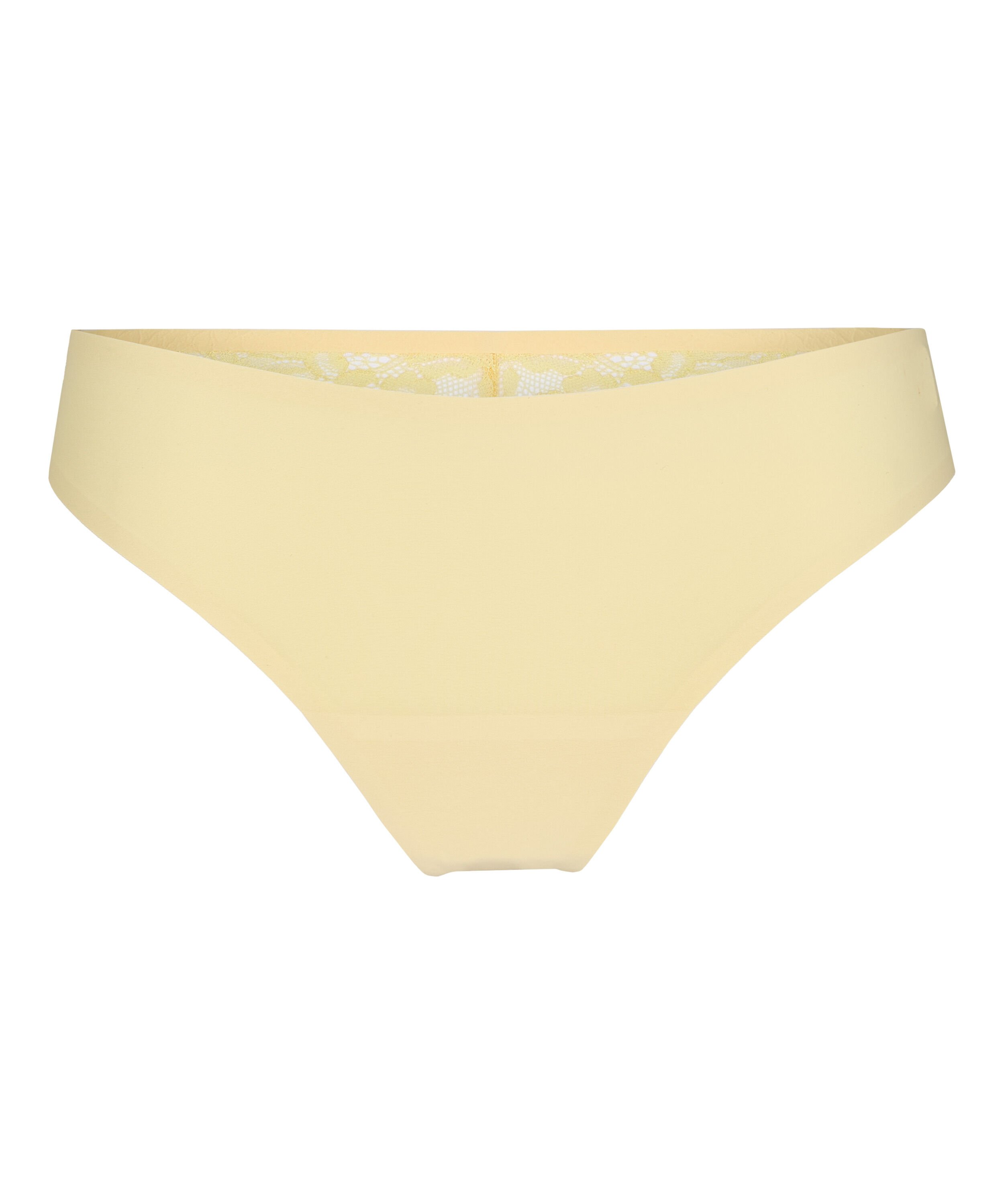 Lace Back Invisible Thong, Yellow