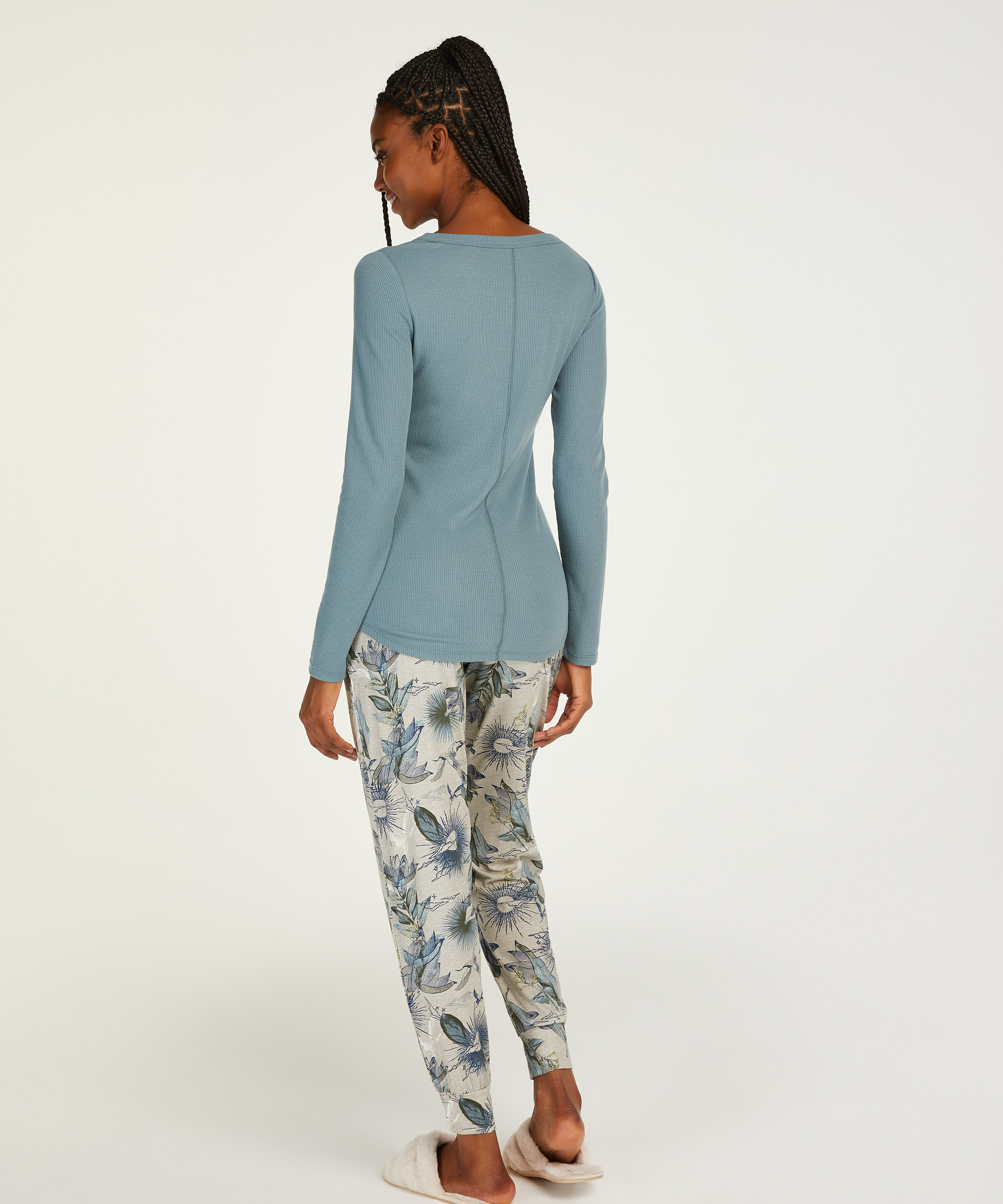Long-Sleeved Pyjama Top, Blue, main