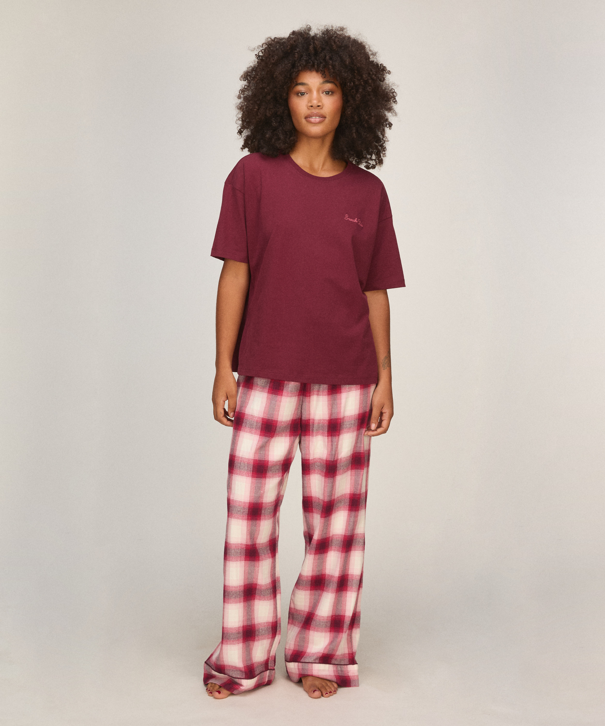 Pyjama Set Check, Purple, main