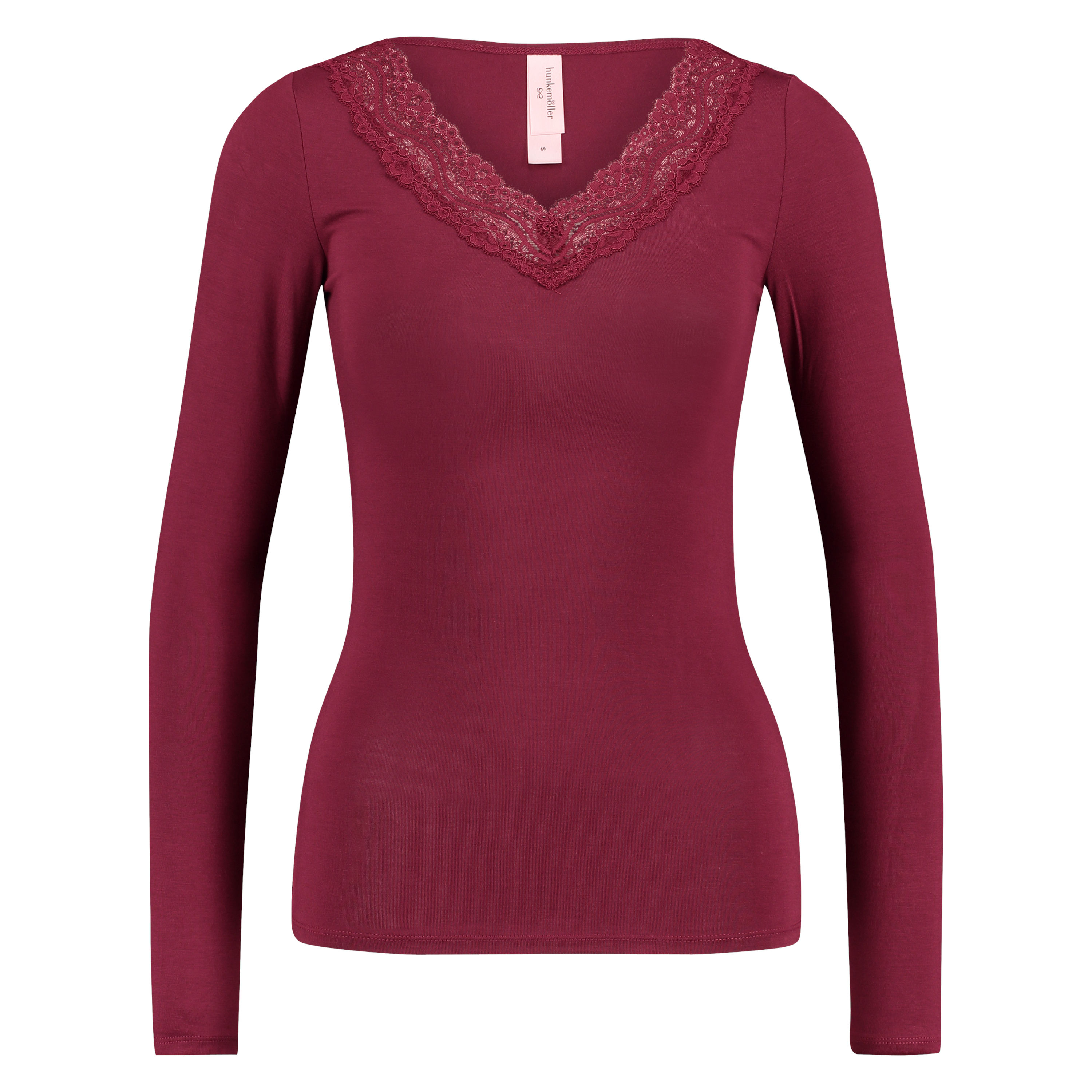 Top v-neck lace, Red, main