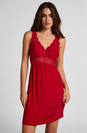 Hunkemöller Nora Lace Slip Dress Red