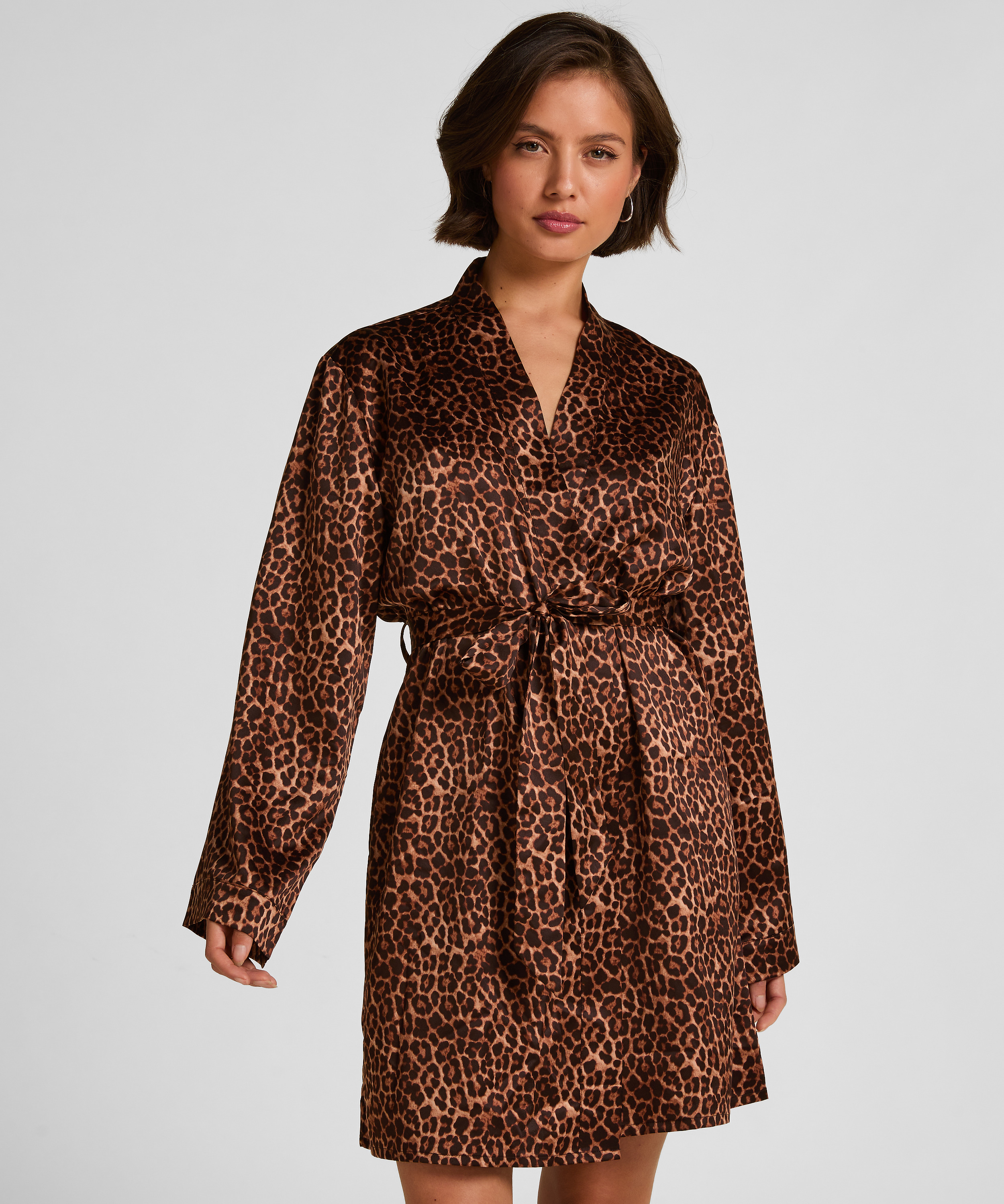 Satin kimono, Black, main