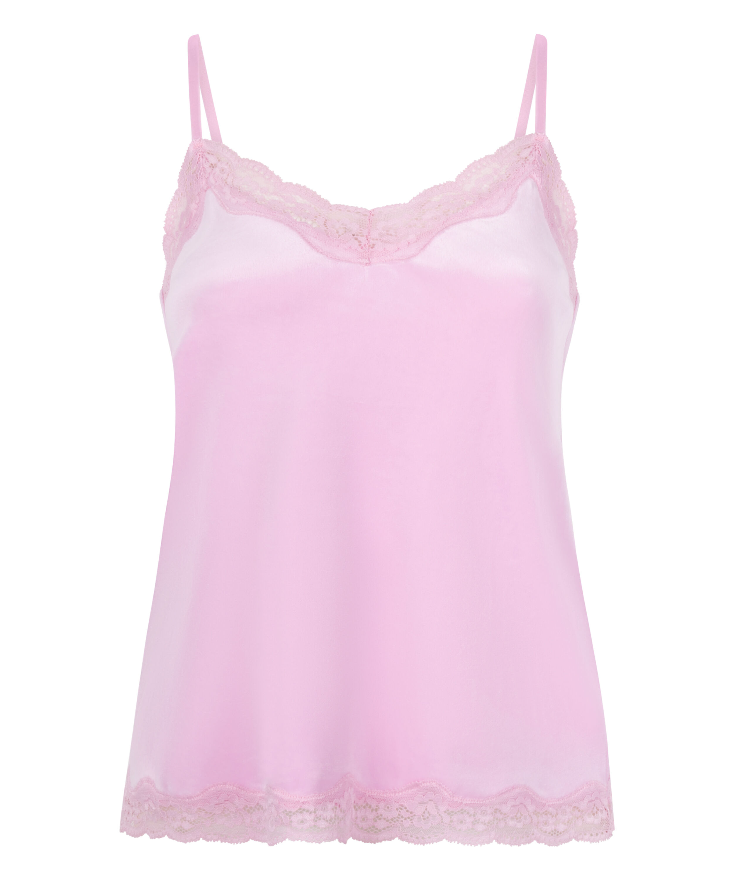 Velours Lace Cami Top, Pink