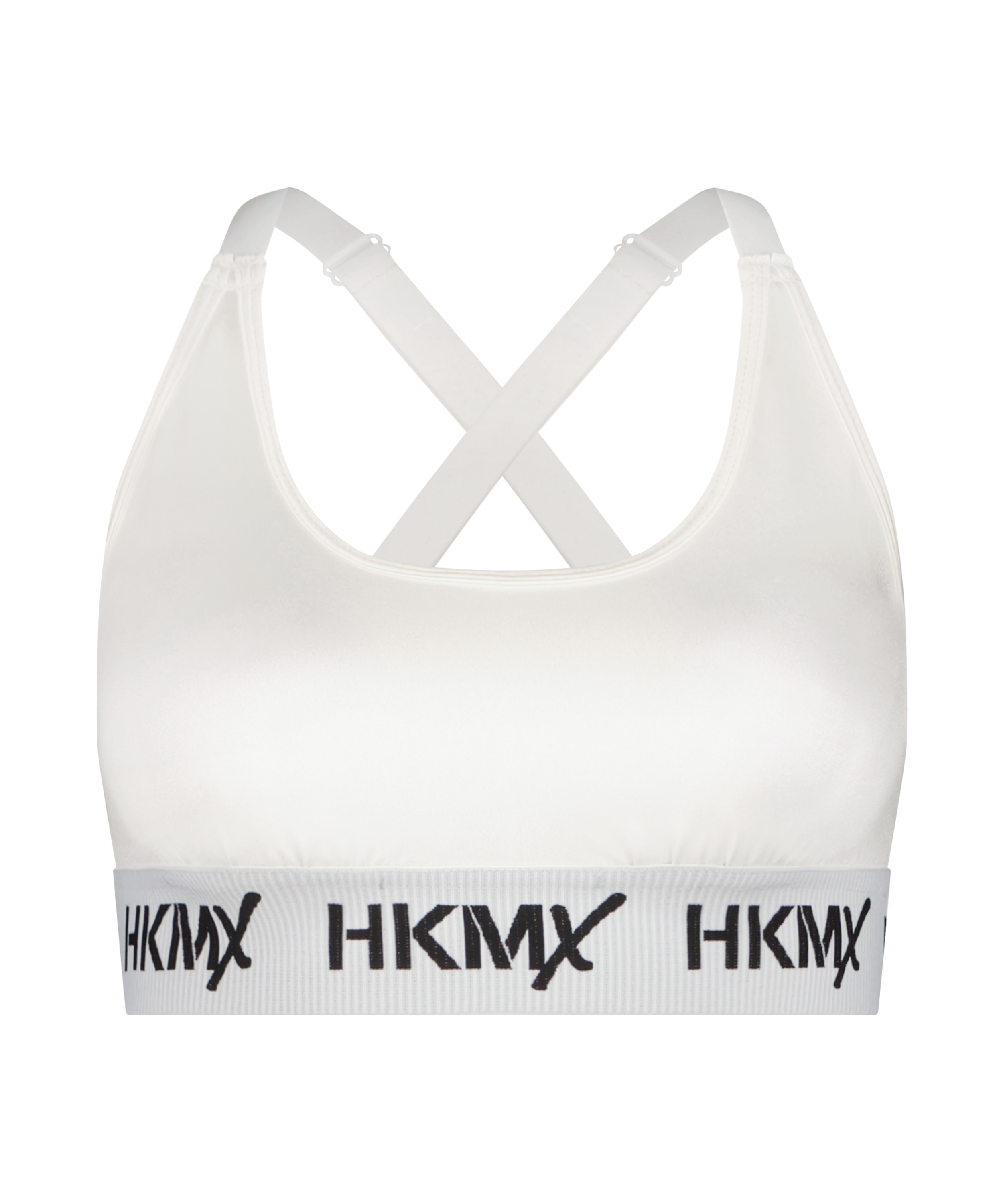 HKMX The Crop Logo Sports Bra Level 1, White, main