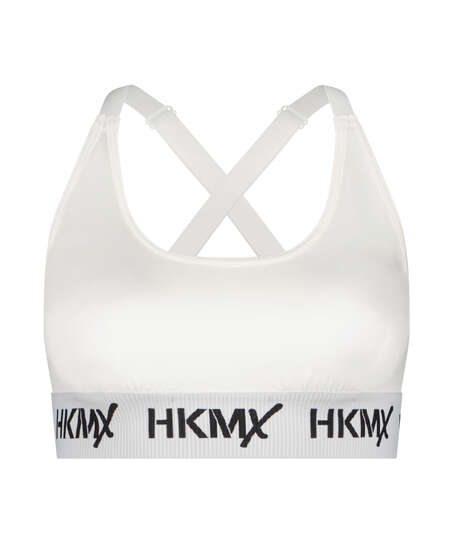 HKMX The Crop Logo Sports Bra Level 1, White