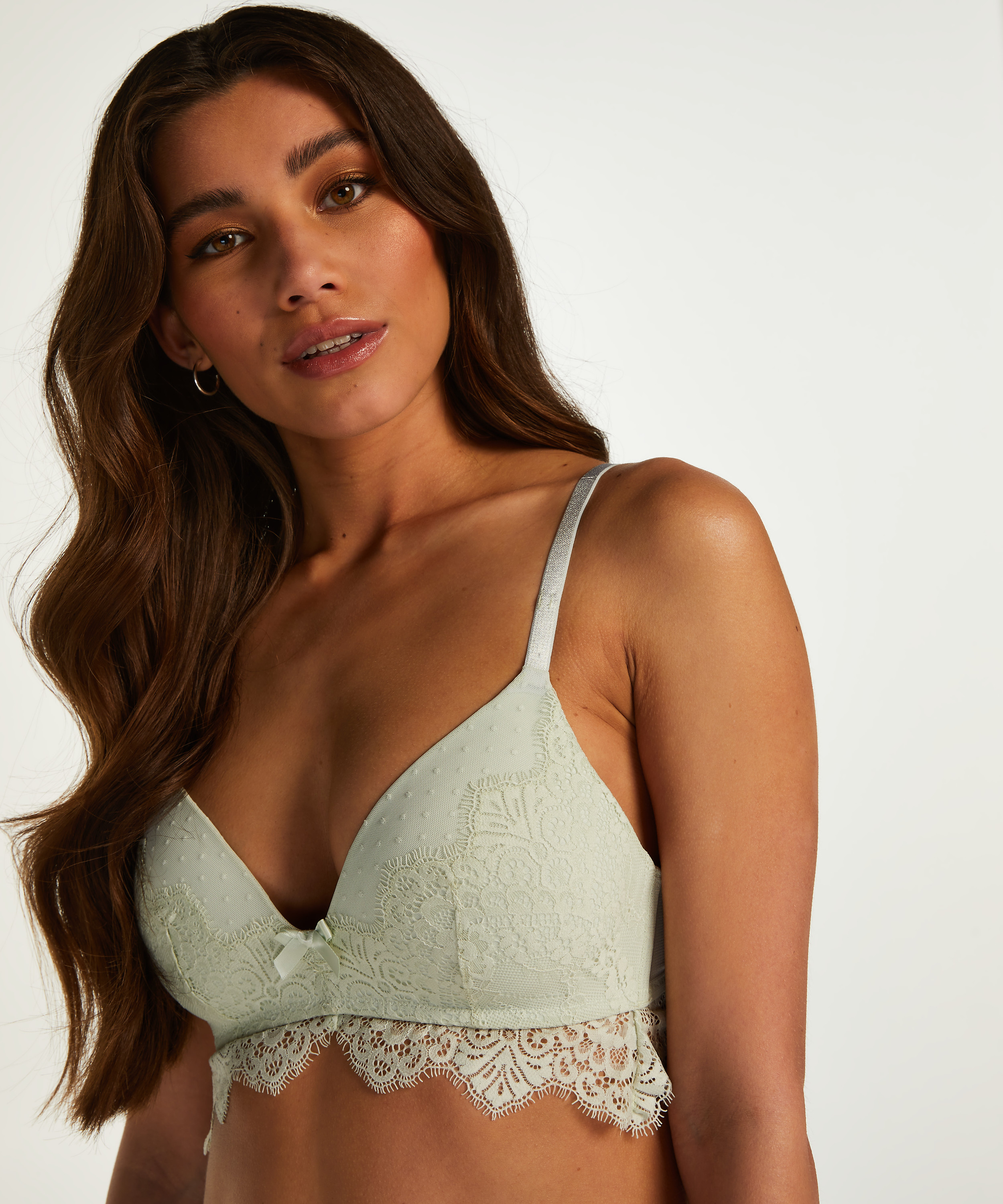 Marilee Padded Longline Non-Underwired Bra, Green, main