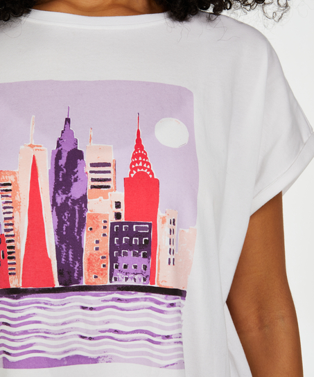 Short Sleep Pyjama Top, White