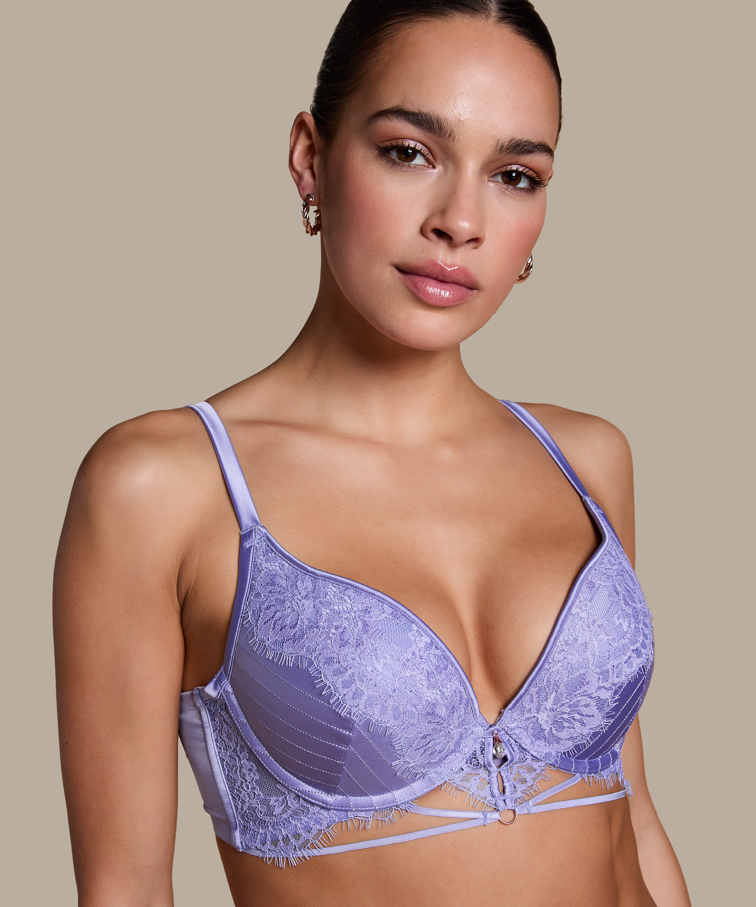 Charlie Padded Push-Up Underwired Bra, Purple, main