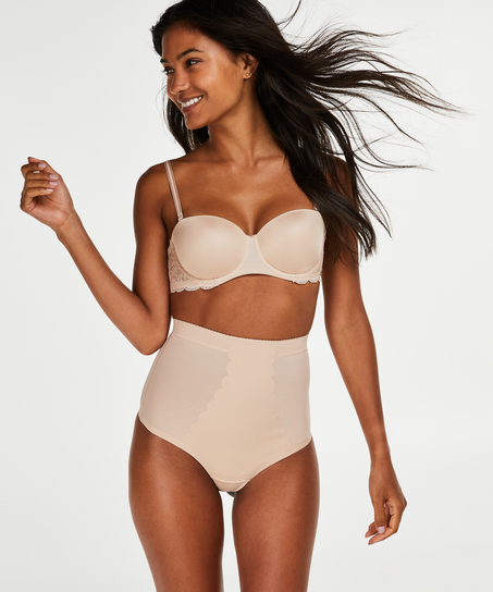 Sculpting scallop high waisted thong - Level 3, Beige