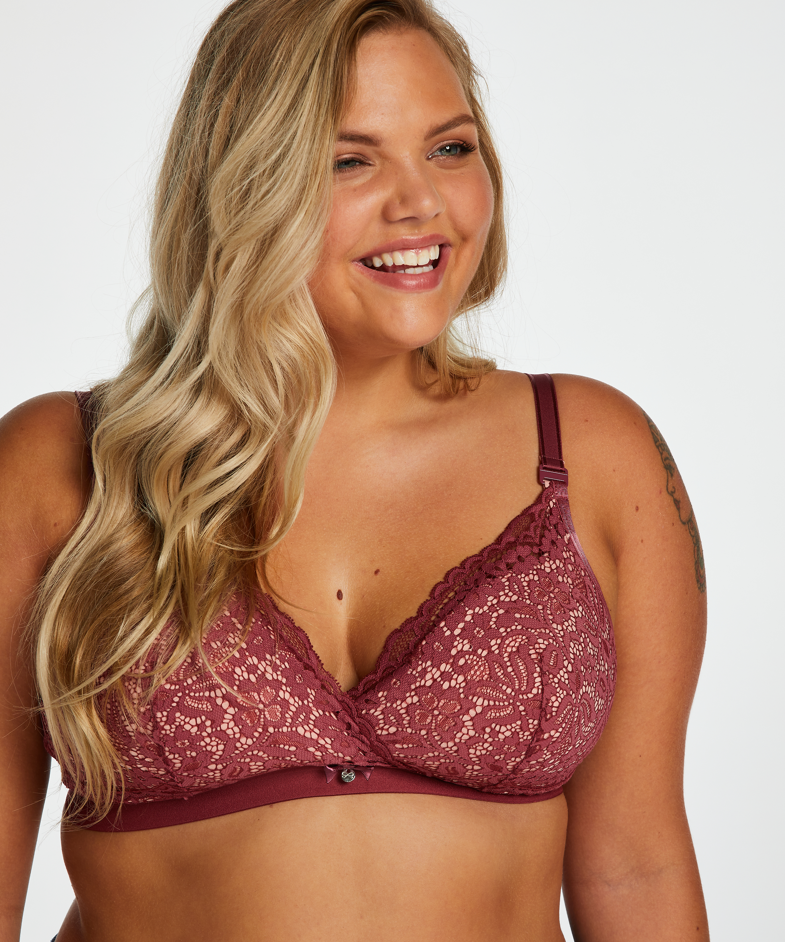 Rose Padded Maternity Nursing Bra, Red, main