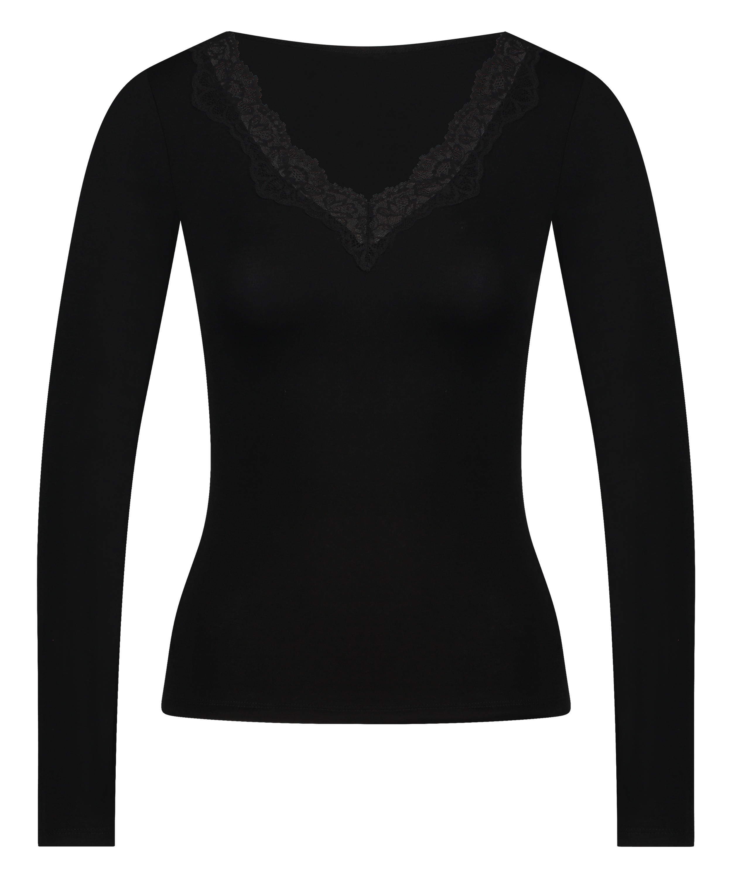 Jersey Long-sleeved Pyjama Top, Black, main