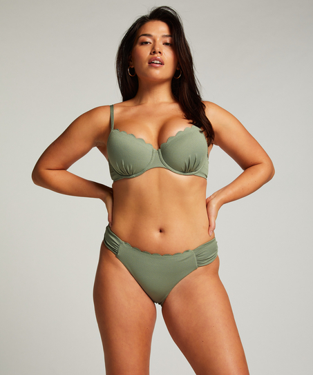 Scallop Padded Underwired Bikini Top, Green