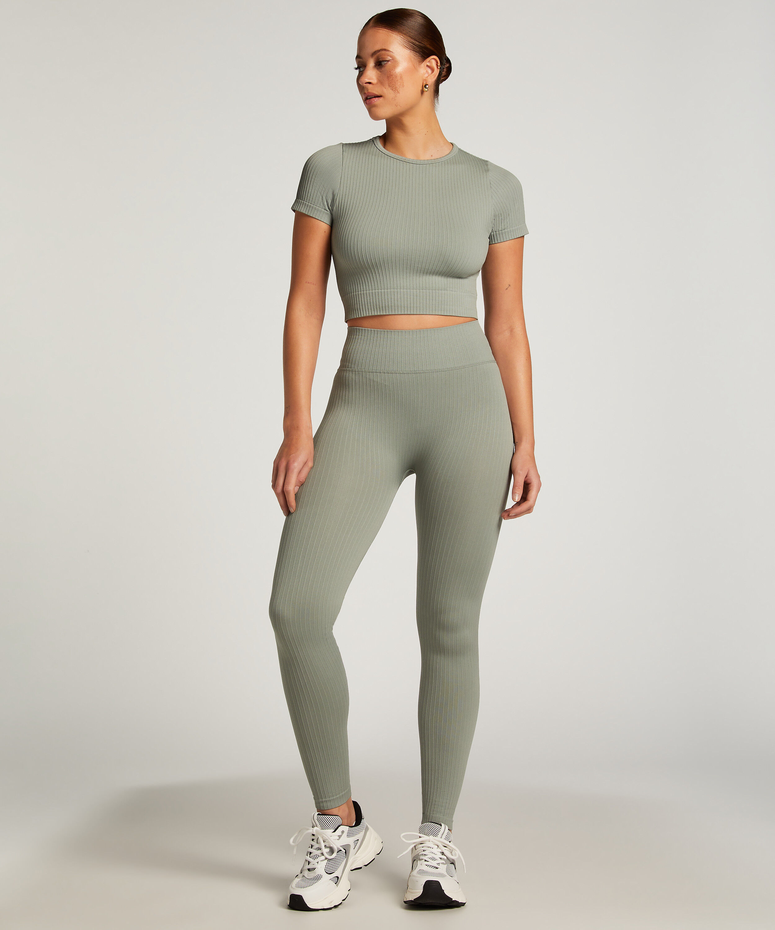 HKMX Seamless Sport Cropped Top, Green