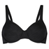 Satin Fleece Non-Padded Underwired Bra, Black