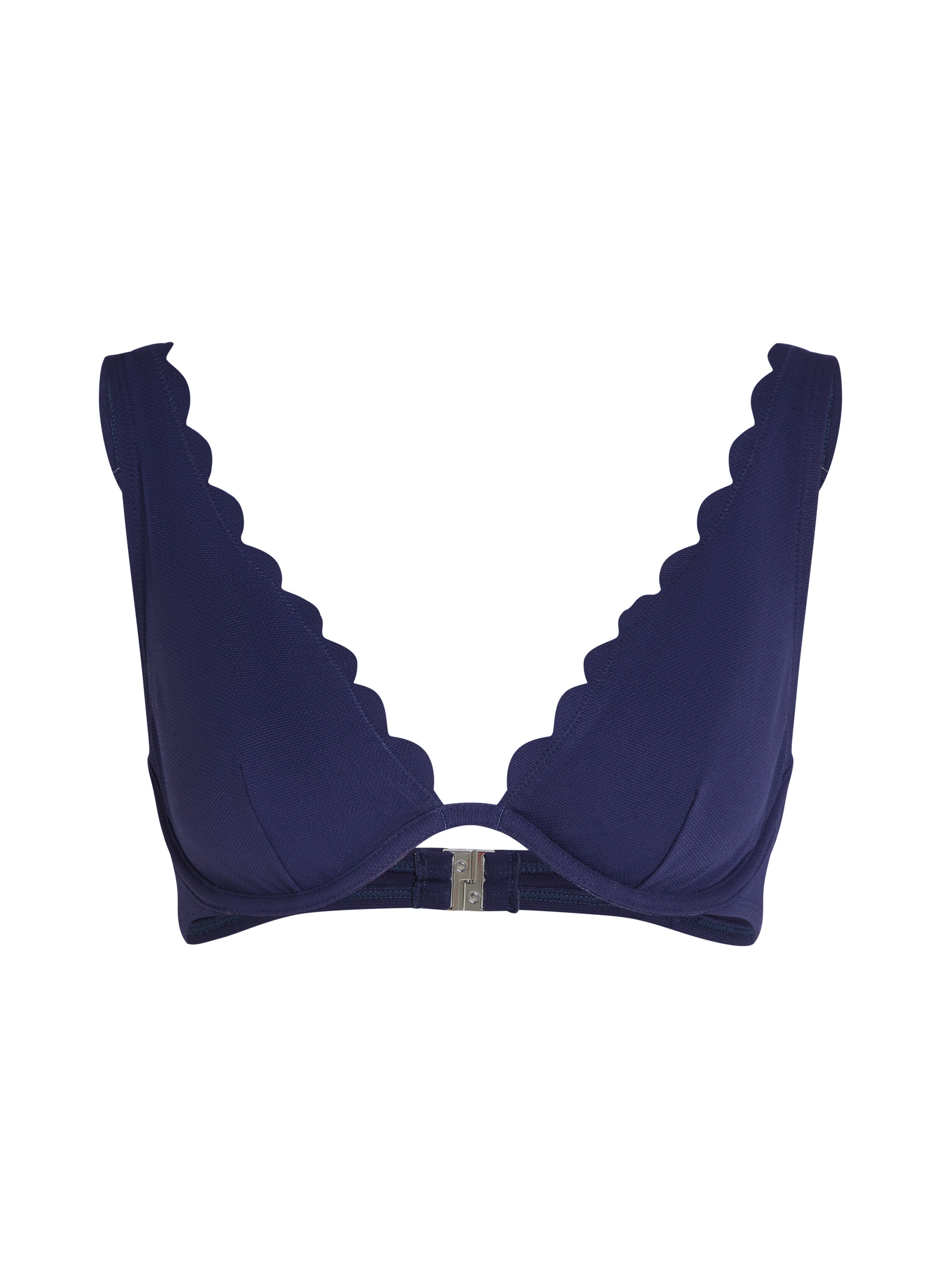 Scallop non-padded underwired bikini top, Blue