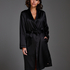 Satin Fleece Bathrobe, Black
