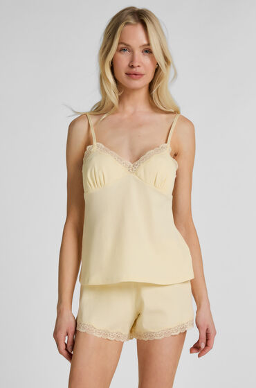 Hunkemöller Pyjama Set Jersey Lace Yellow