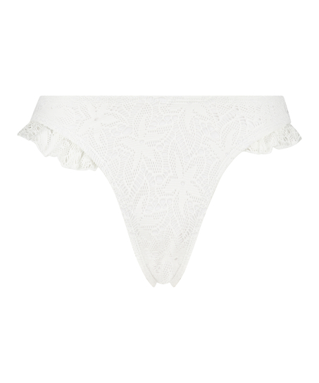 Etta Crochet high leg bikini bottom, White