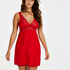 Grafic jersey lace slip dress, Red