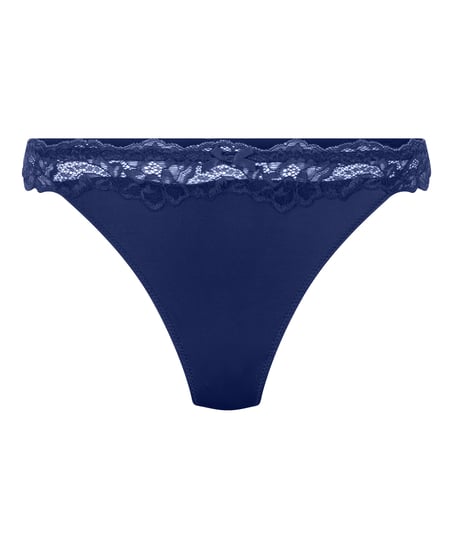 Lace & Shine Thong, Blue
