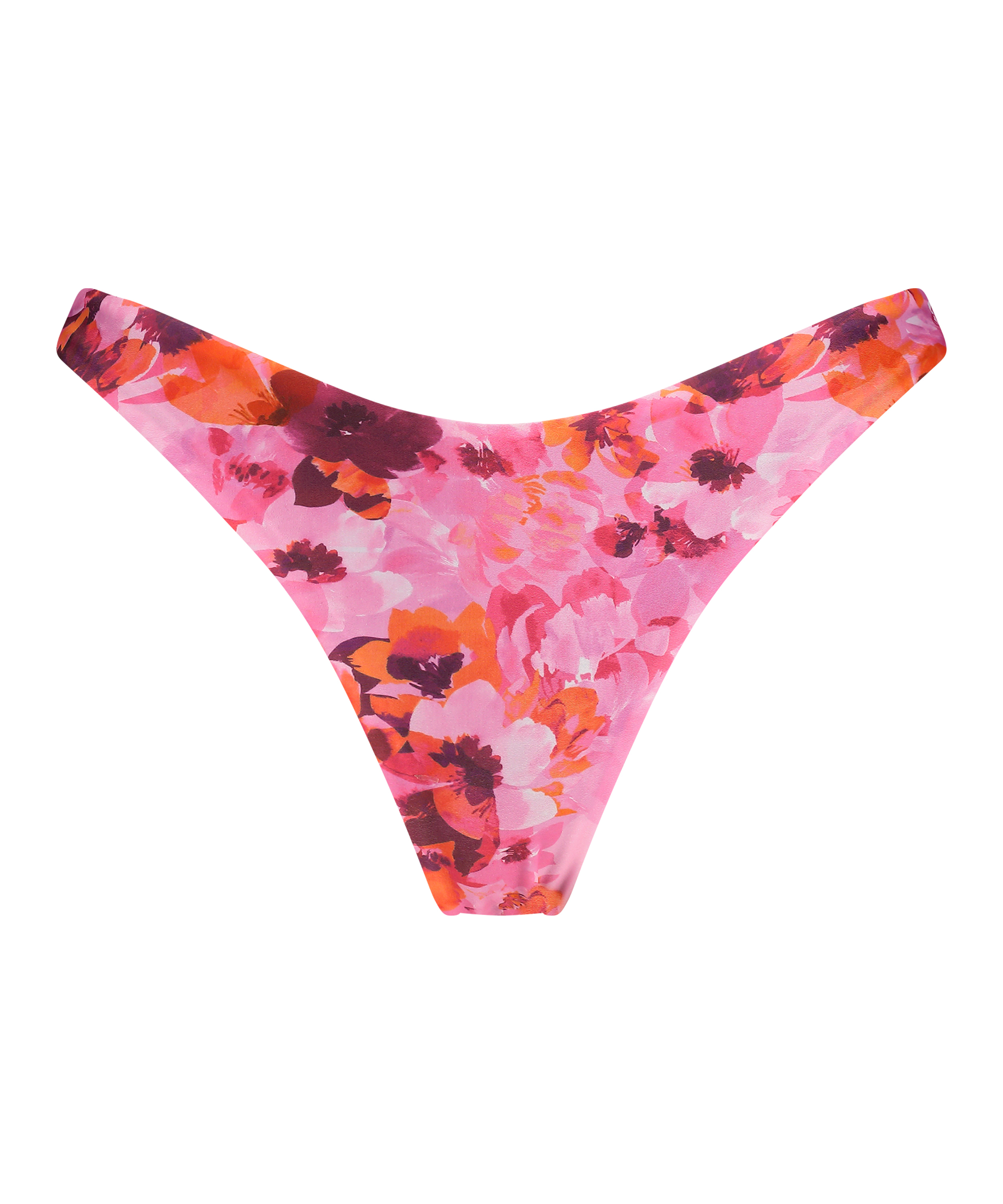Floral High-Leg Bikini Bottoms, Pink, main