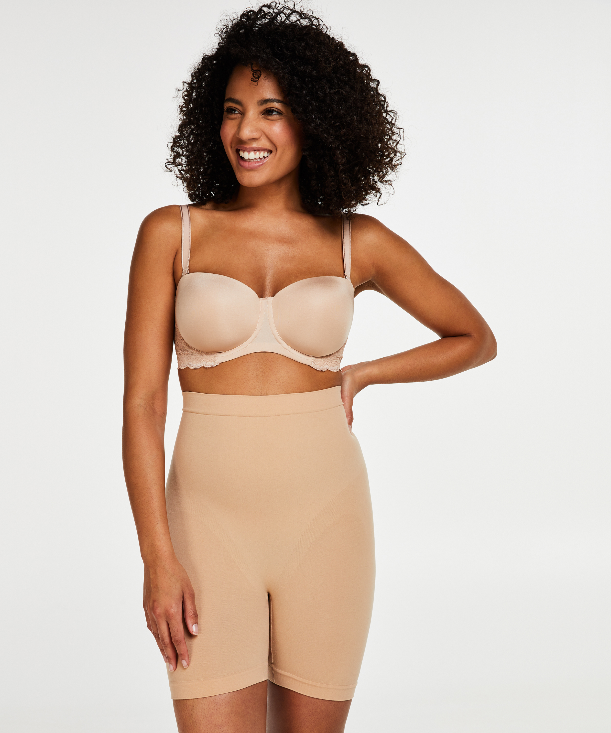 Firming high waisted thigh slimmer - Level 2, Beige, main