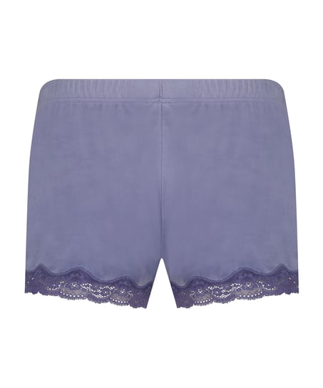 Velvet lace shorts, Purple