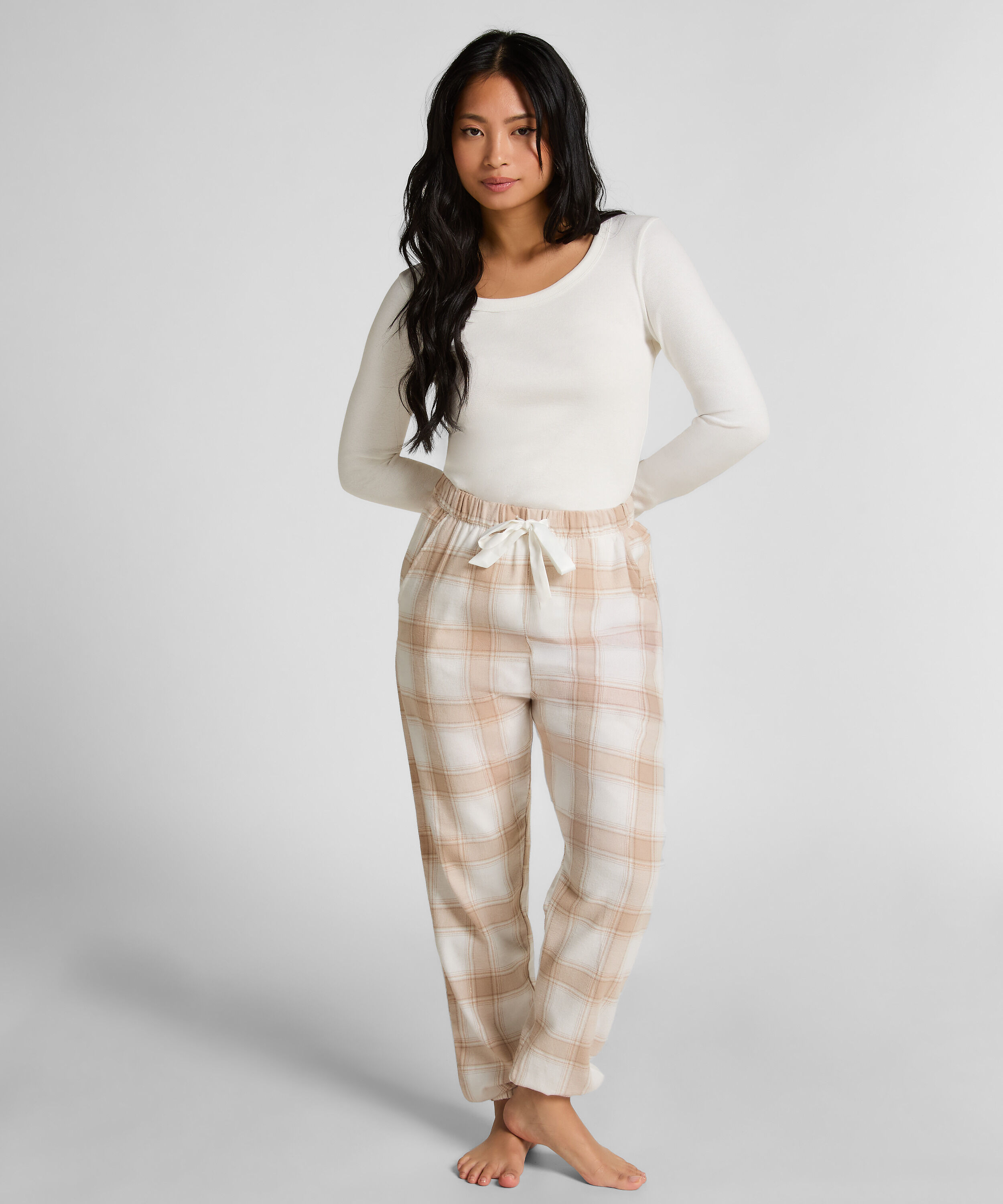 Flannel Pyjama Pants, Beige