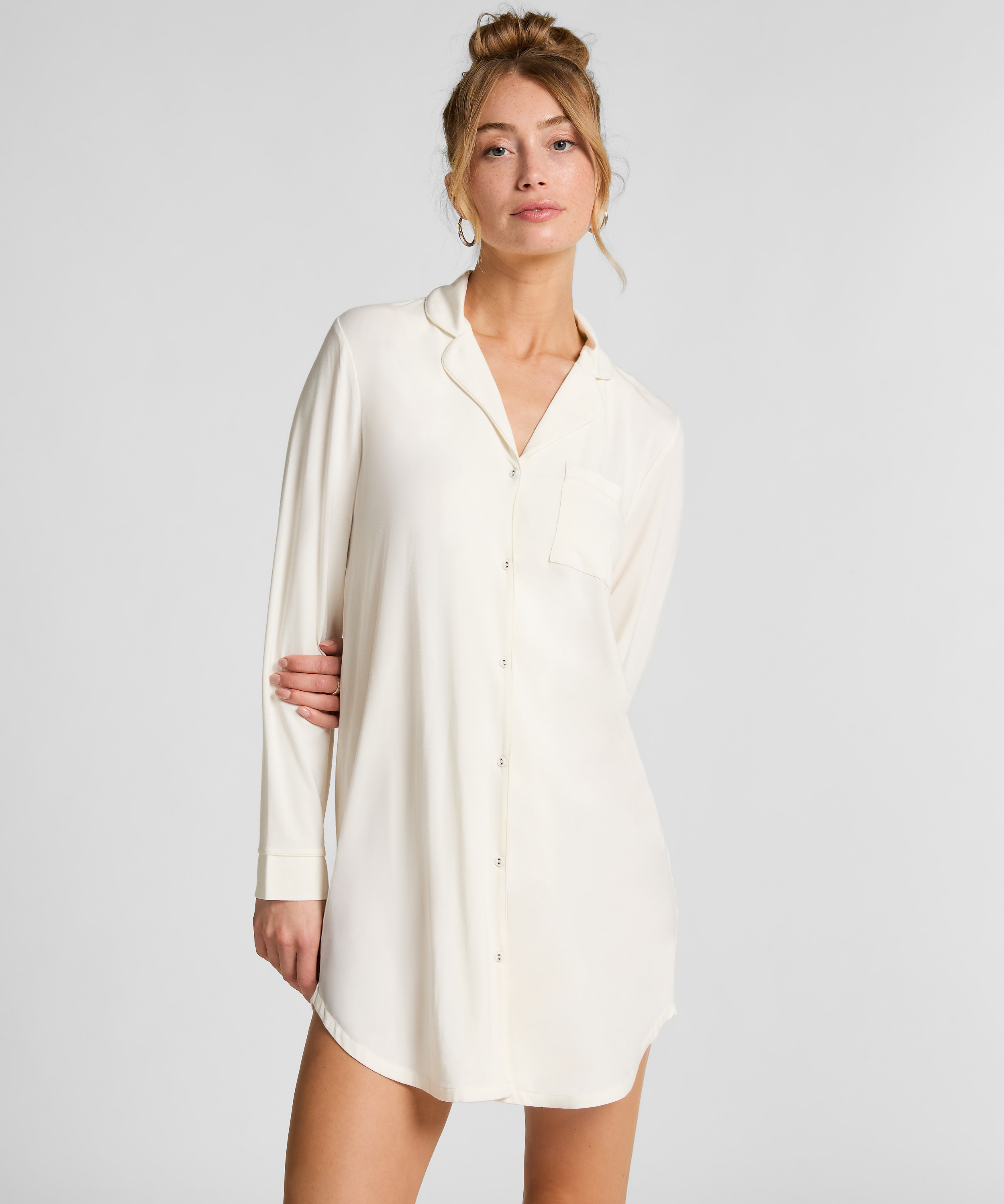 Essential Jersey Shirtdress, White, main