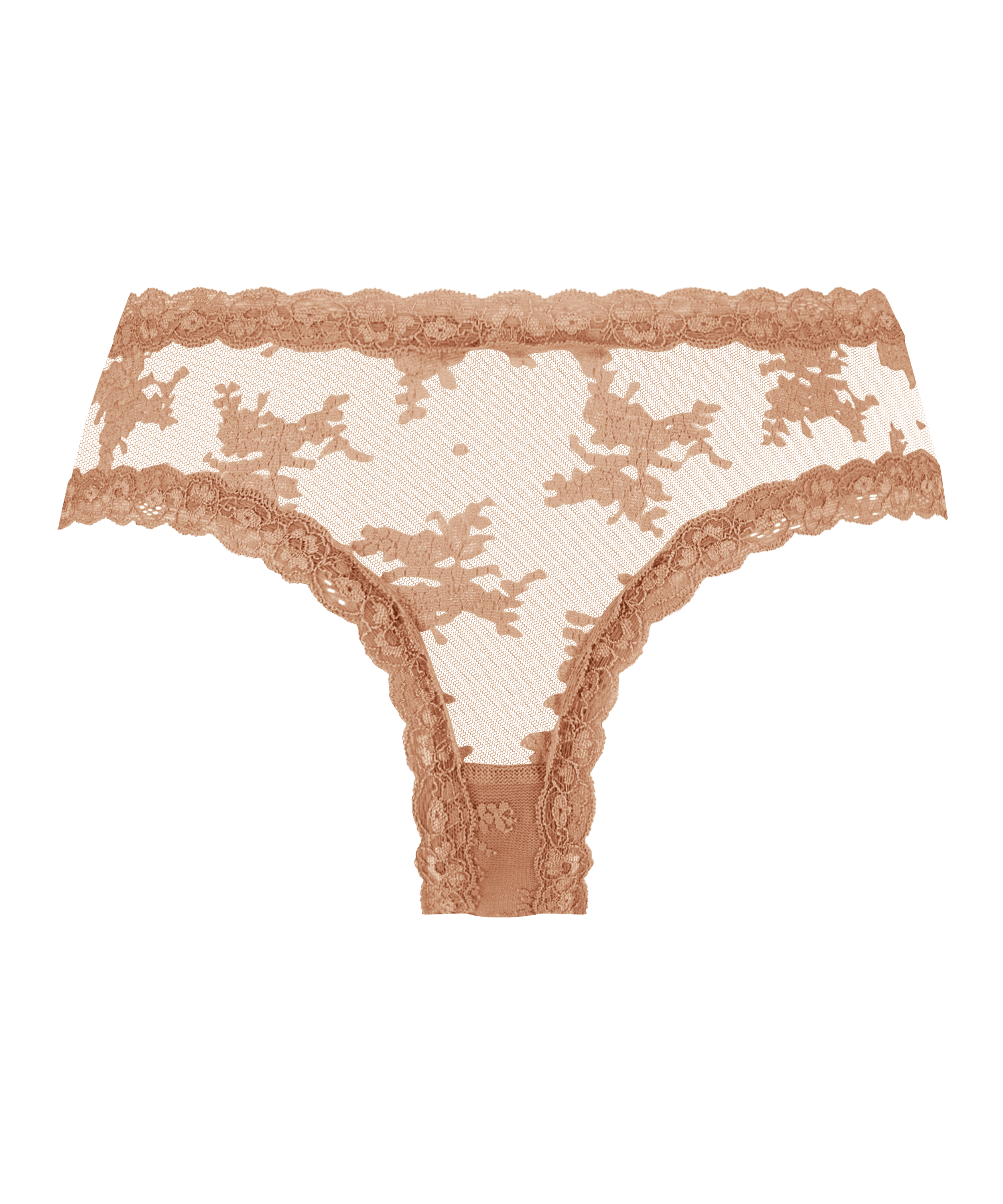 V-shaped Brazilian knickers mesh, Brown, main