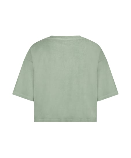 Short-sleeve velours top, Green
