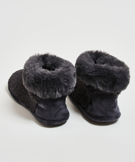 Teddy Slippers Boot, Gray