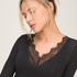 super soft Lace V-Neck shirt with Cashmere, Black