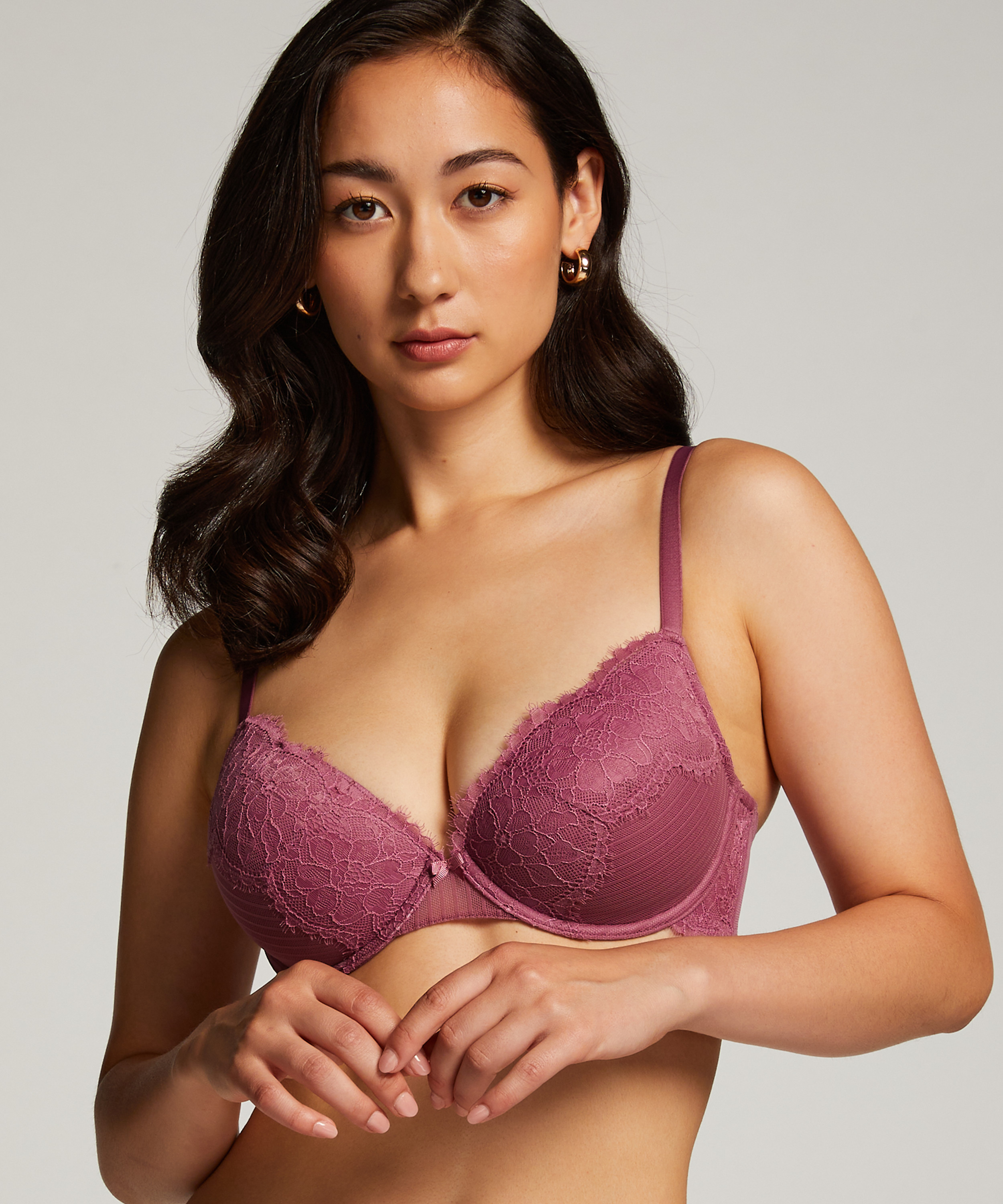 Bliss Padded Underwired Bra, Purple, main