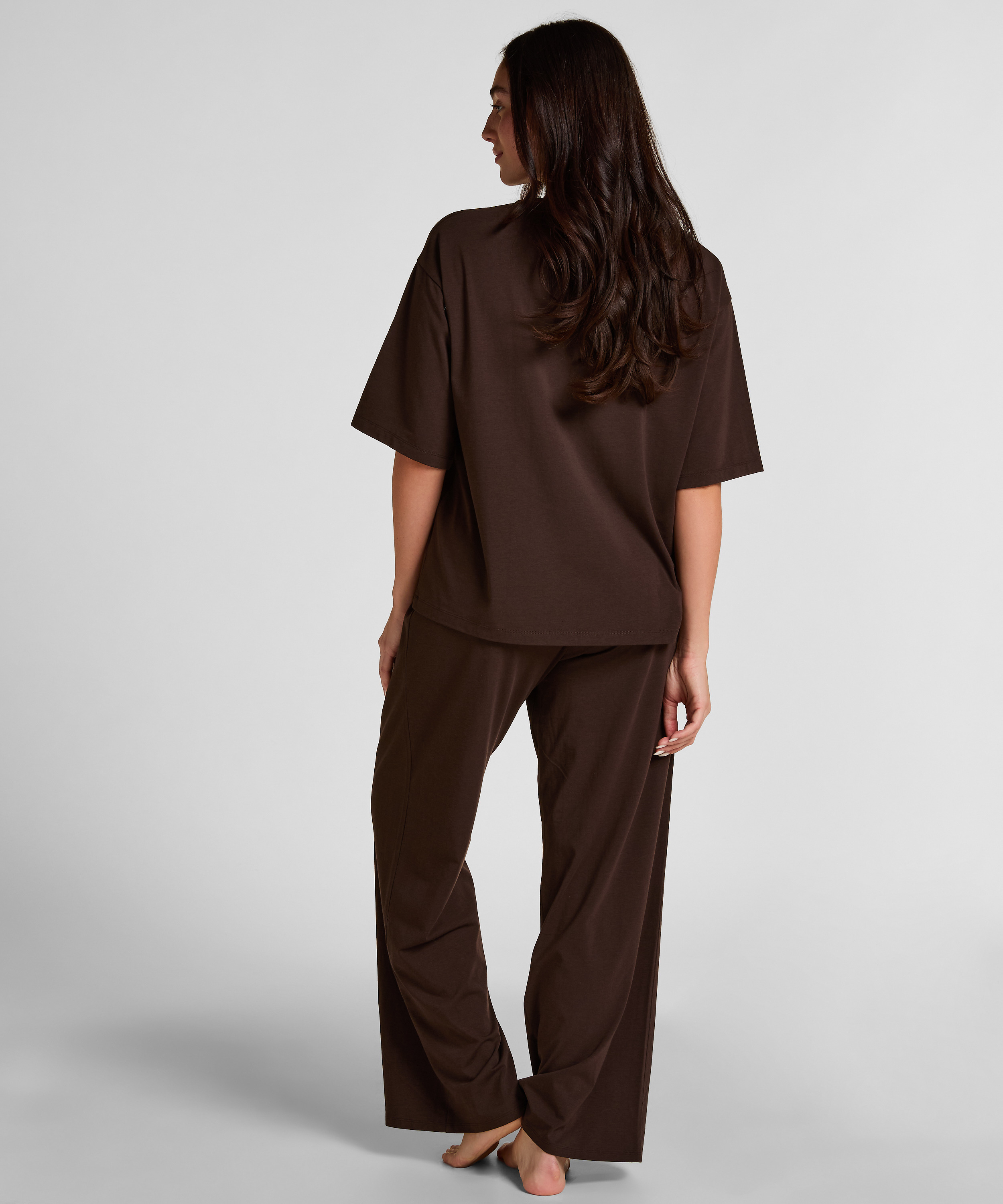 Pyjama Top Loose, Brown, main