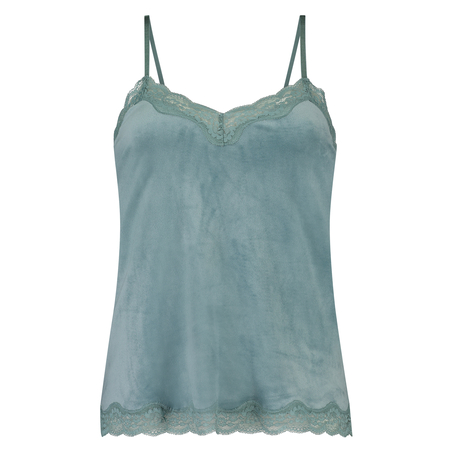 Velours Lace Cami Top, Green