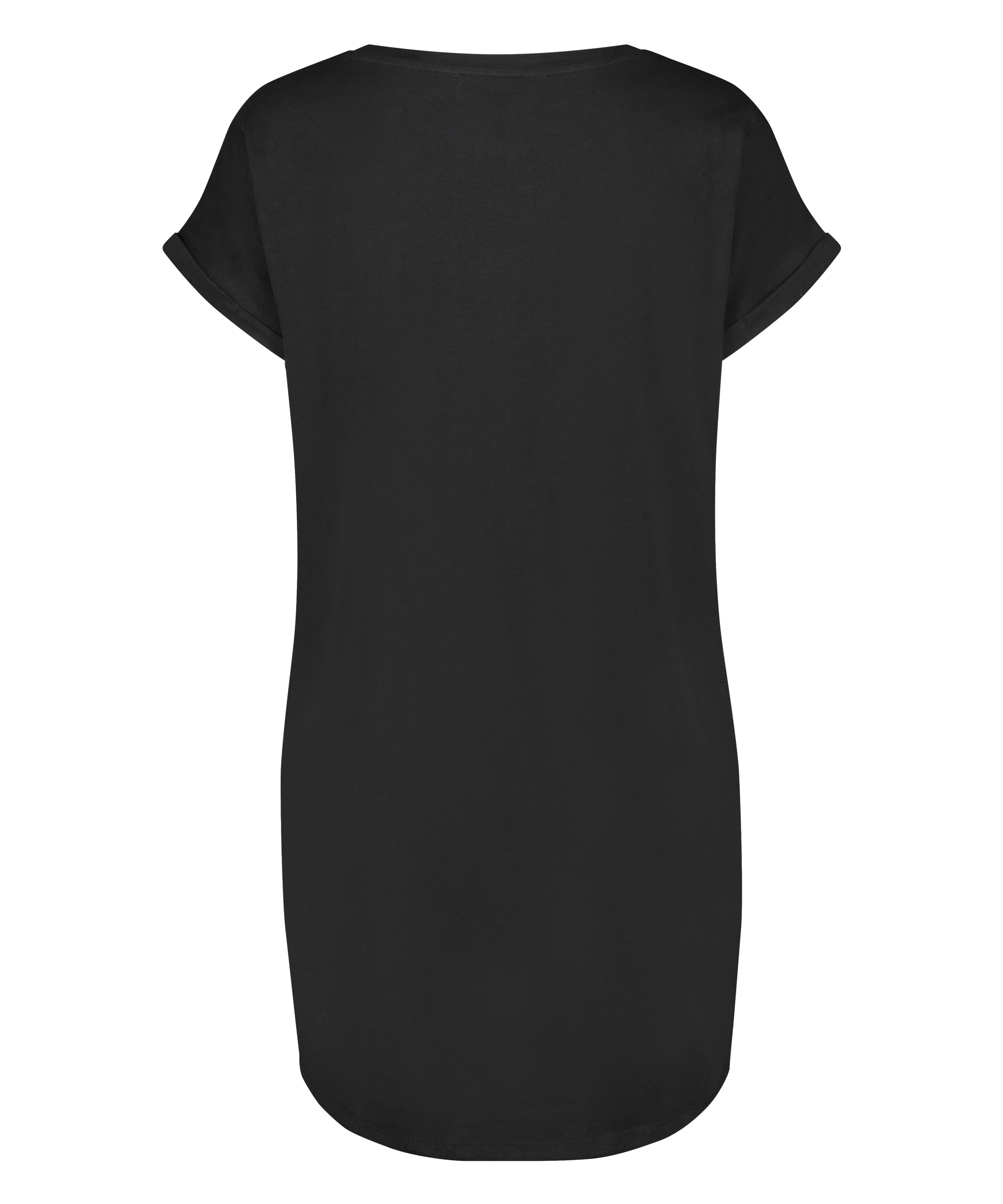 Round Neck Nightshirt, Black, main