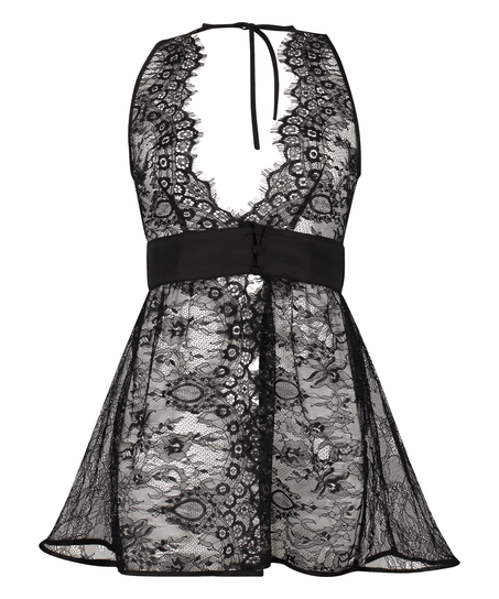 Lace Slip Dress, Black