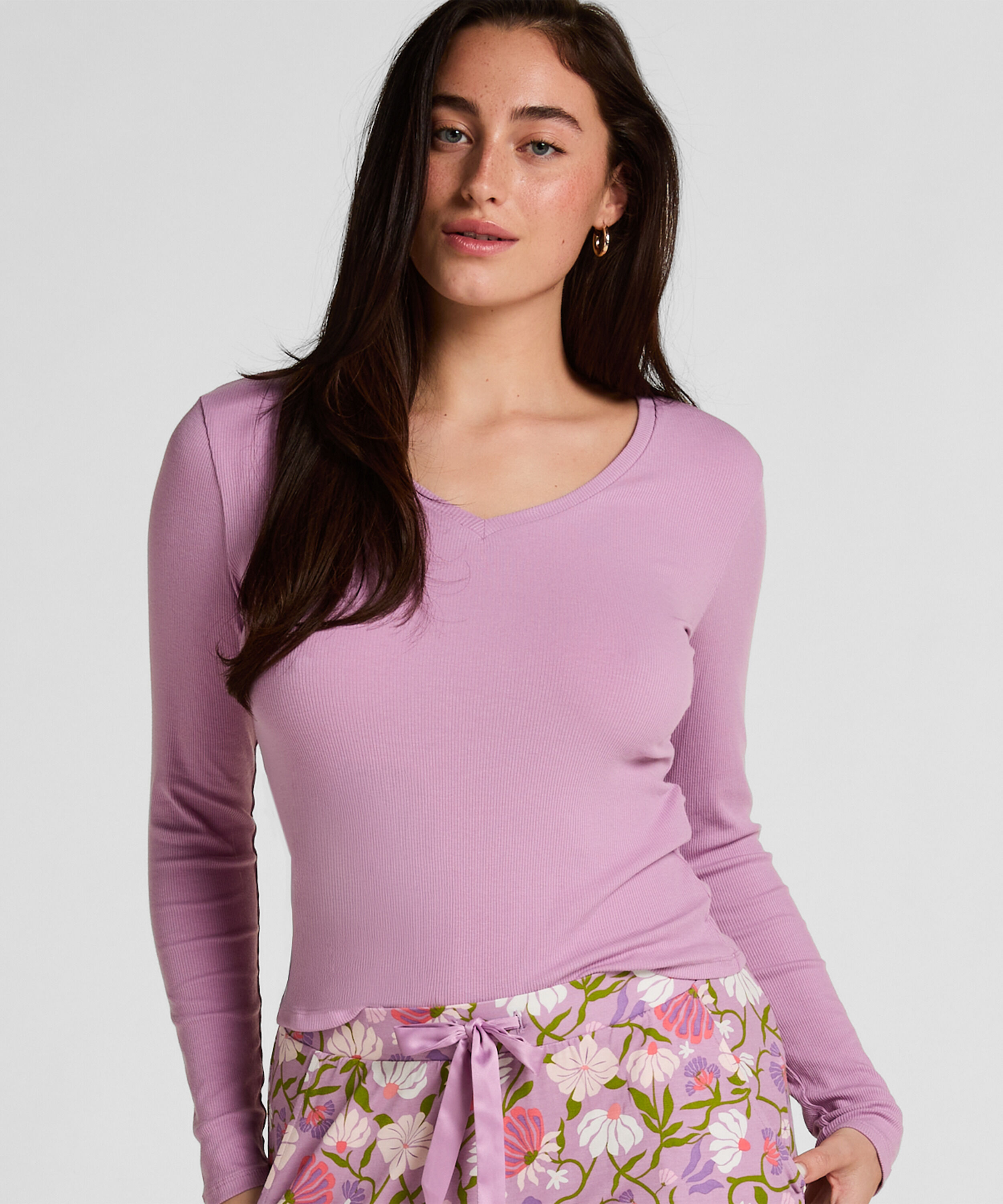 Longsleeved Top with Rib, Purple