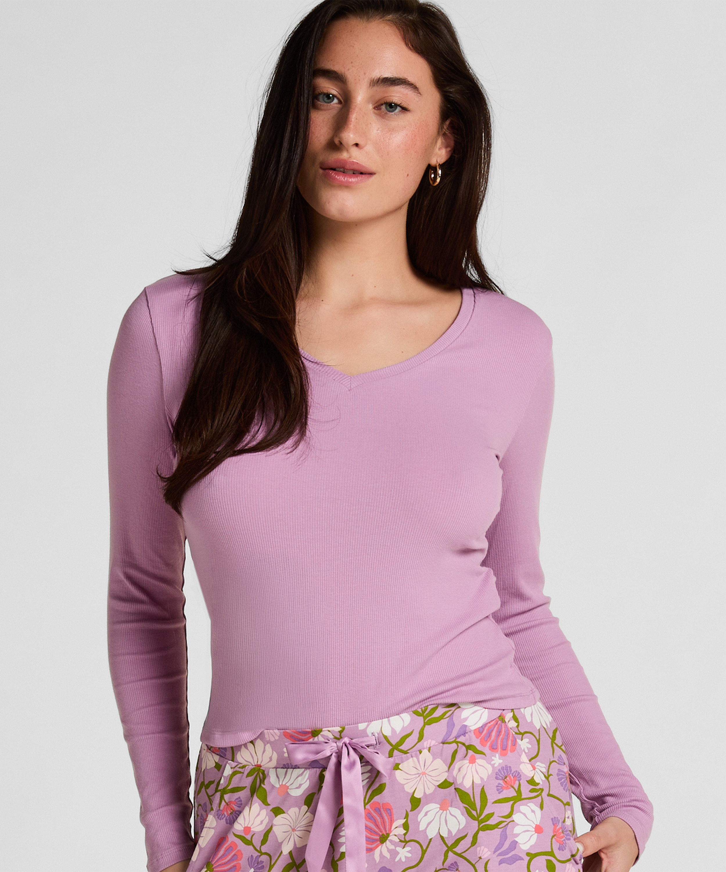 Longsleeved Top with Rib, Purple, main