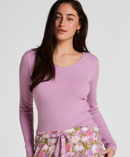 Longsleeved Top with Rib, Purple