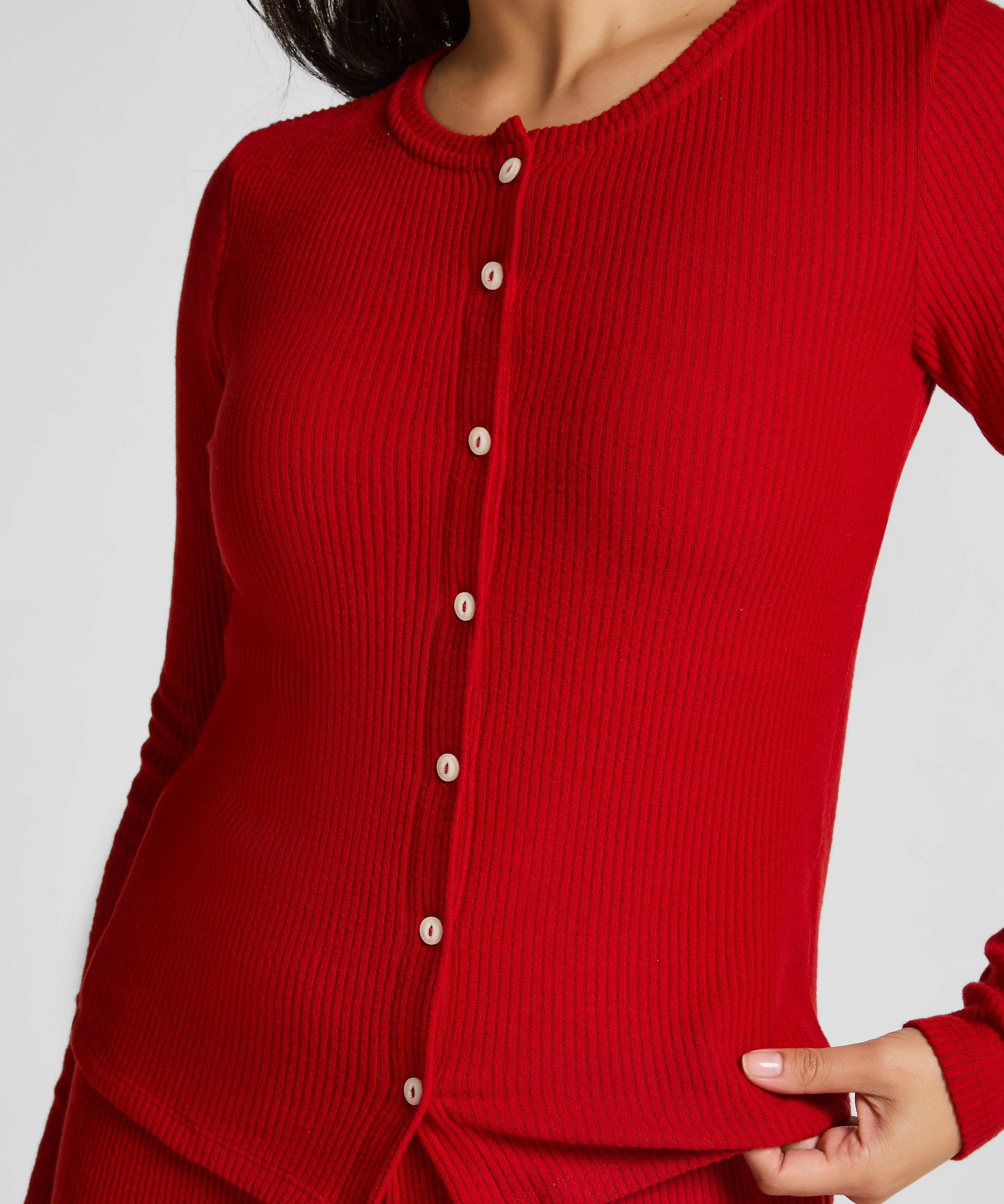 Cardigan Ribbed Jersey, Red, main