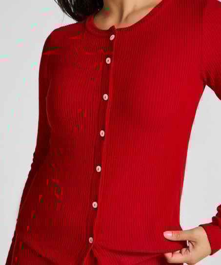 Cardigan Ribbed Jersey, Red