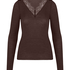 super soft Lace V-Neck shirt with Cashmere, Brown