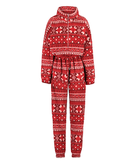 Fair Isle Flannel Fleece Onesie, Red
