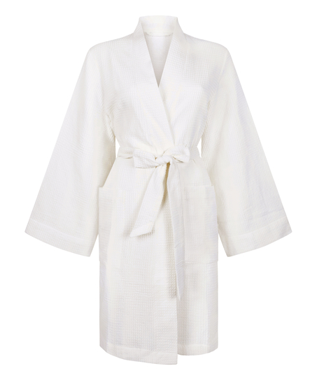 Waffle Bathrobe, White